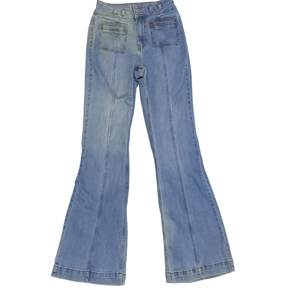 Shyanne Flare Jeans Womens 27x34 Light Wash Cotton Blend Seamed Western Boho